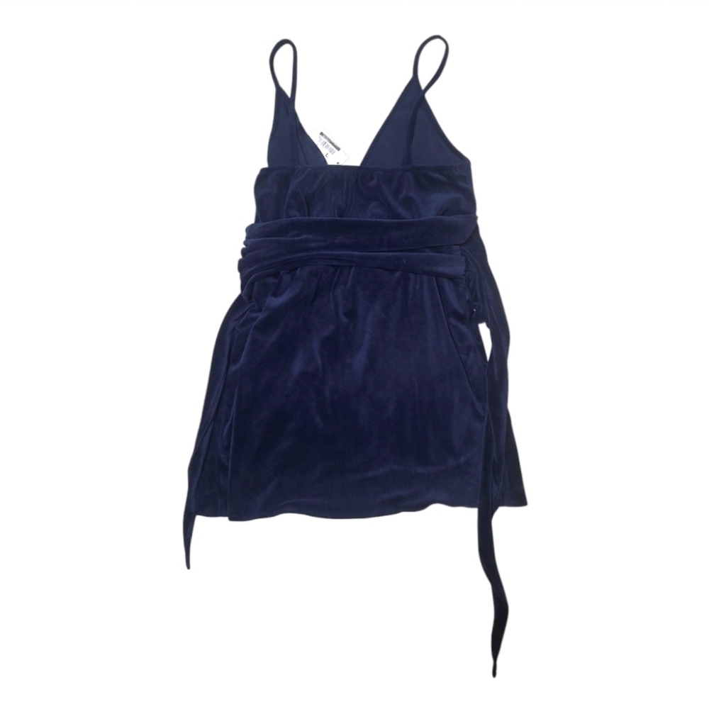 Skylar + Madison Velvet Wrap Cocktail Dress Romper W/ Tie Navy Size Large NWT - Picture 8 of 10